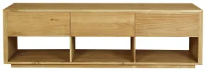 CT Oscar Solid Timber 3 Drawer Entertainment Unit in Natural thumbnail 1