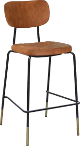 FL Tiramisu Premium Vinyl Upholstered Black Frame Brass Tips Hospitality Barstool thumbnail 3