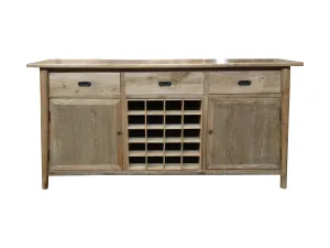 MF Tiffany Solid Timber 3 Drawer 2 Door Sideboard with Bottle Rack thumbnail 1