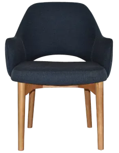 EZ Albury Solid Oak Stained Timber Upholstered Hospitality Dining Armchair - XL thumbnail 4