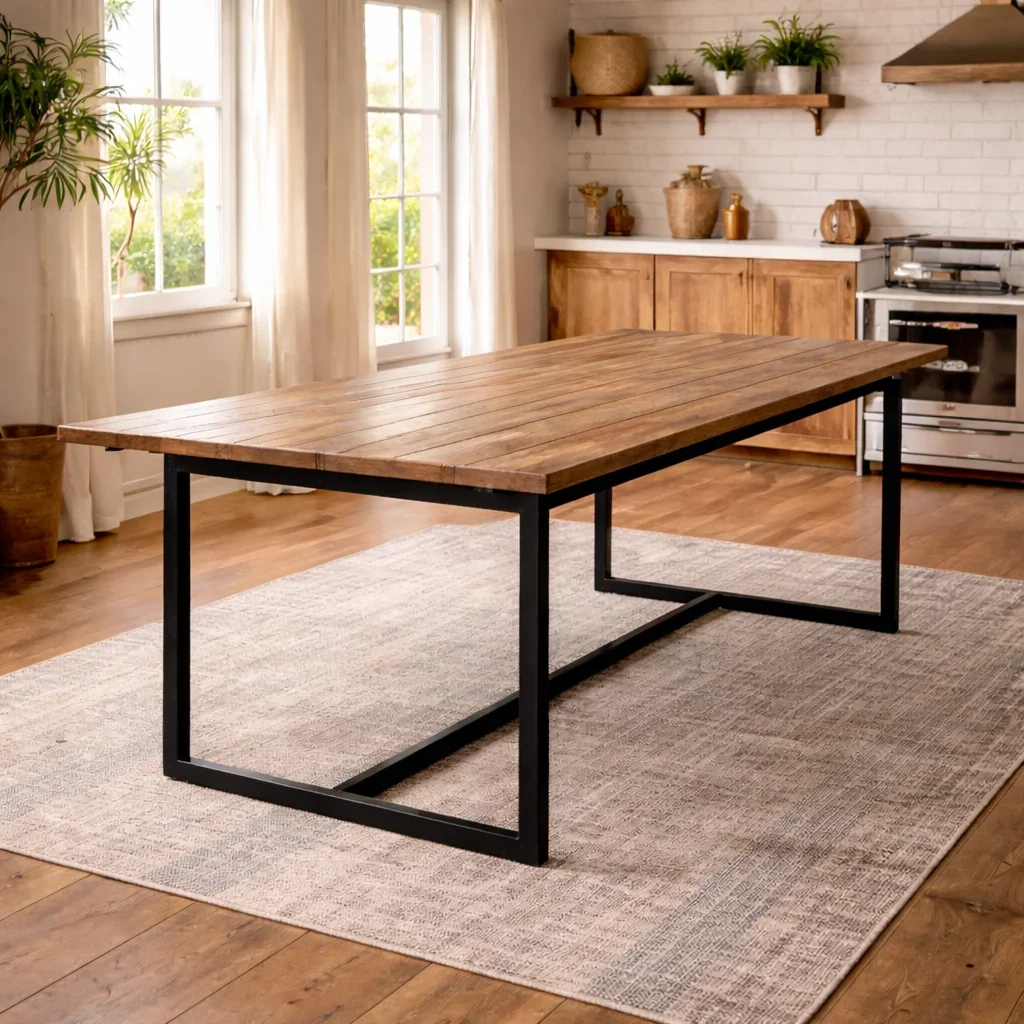 MF Torano Recycled Timber Top Metal Framed Dining Table