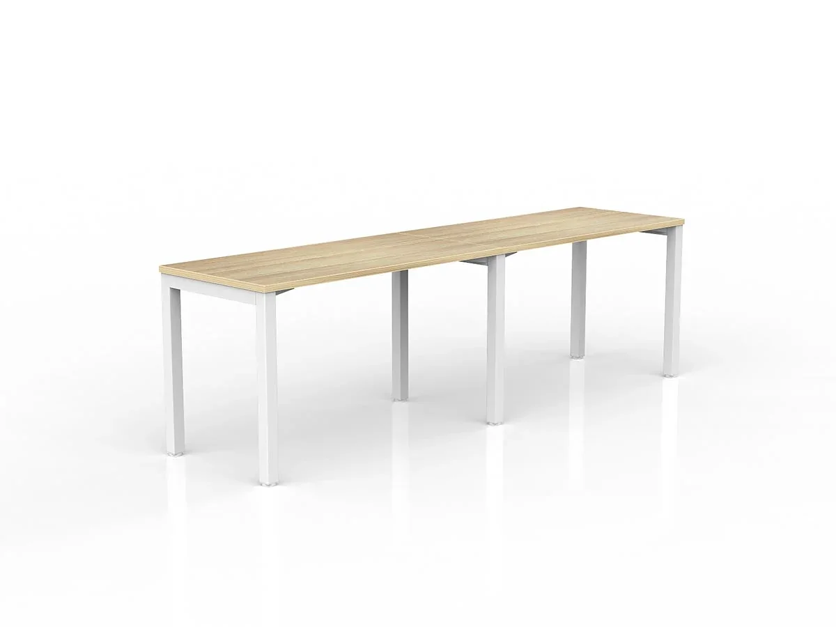 OL Axis 2-User Single Sided Desk – Oak Top White Frame