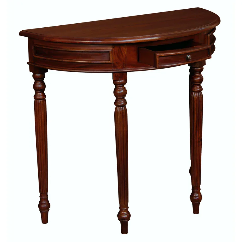 CT Huntley Solid Timber Turn Legs Half Round Sofa Table