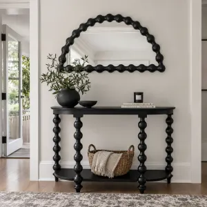 CR Carob Turned Leg Solid Timber Console Table with Shelf thumbnail 3