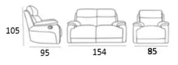 EL Rossie Fabric Upholstered 2 Seater + 2 Single Recliners Suite thumbnail 5