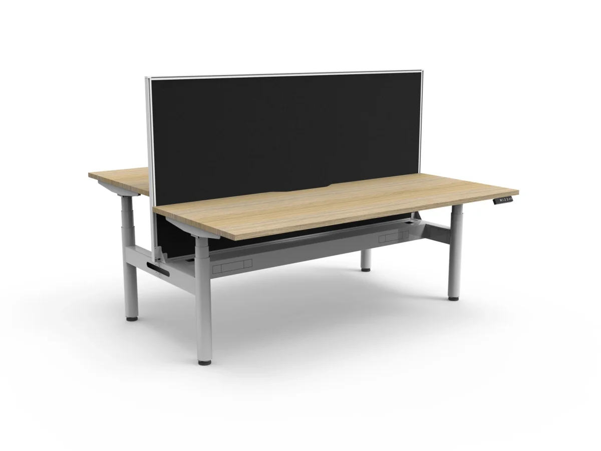 RL Halo Plus Height Adjustable Back to Back 2 User Workstation with SHUSH30 Screen