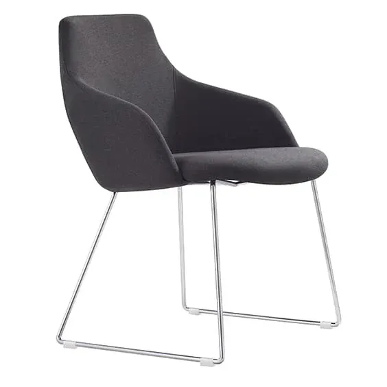 ST Oscar Fabric Upholstered Sled Metal Base Breakout Chair