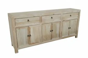 MF Chinese Antique Reproduction Recycled Timber 3 Drawer 6 Door Sideboard thumbnail 4