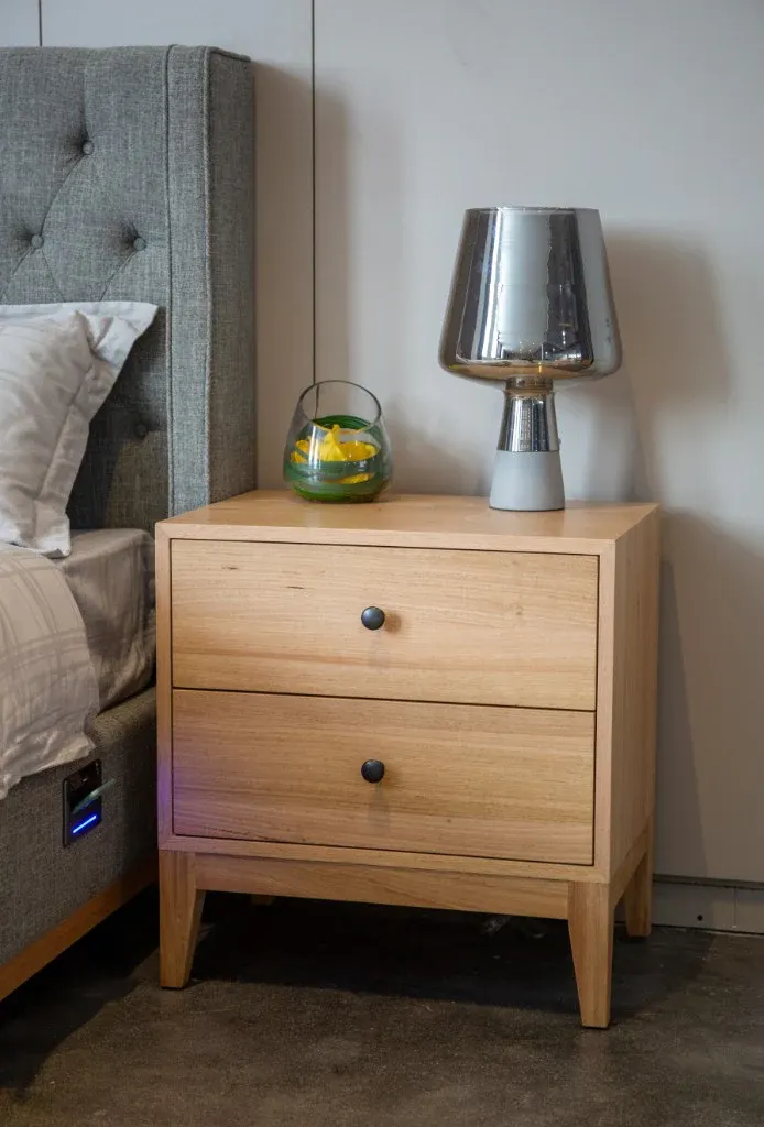 VI Colmar Solid Timber 2 Drawer Bedside Table