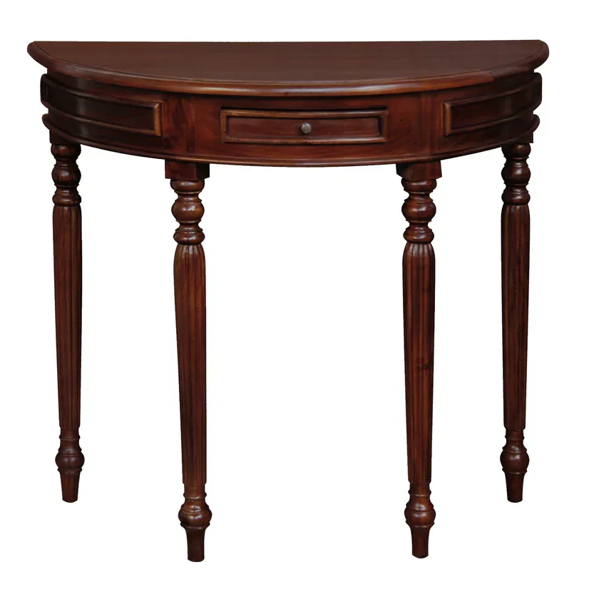 CT Huntley Solid Timber Turn Legs Half Round Sofa Table