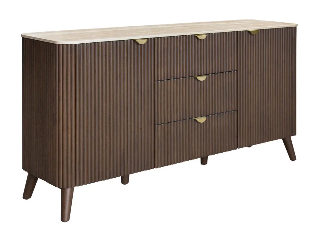 VI Cotswold Travertine Stone Top 3 Drawer and 2 Doors Buffet