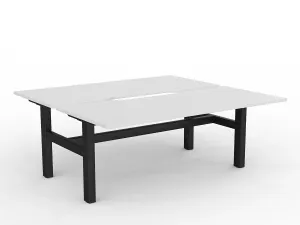 OL Agile Fixed Height Shared Desk – White Top with Black Frame thumbnail 2
