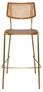 EZ Texas Metal Leg Rattan Back Barstool - Light Oak thumbnail 9