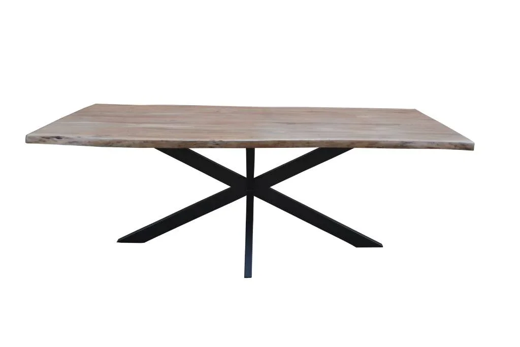 VI Elba Solid Timber Top with Metal Base Dining Table