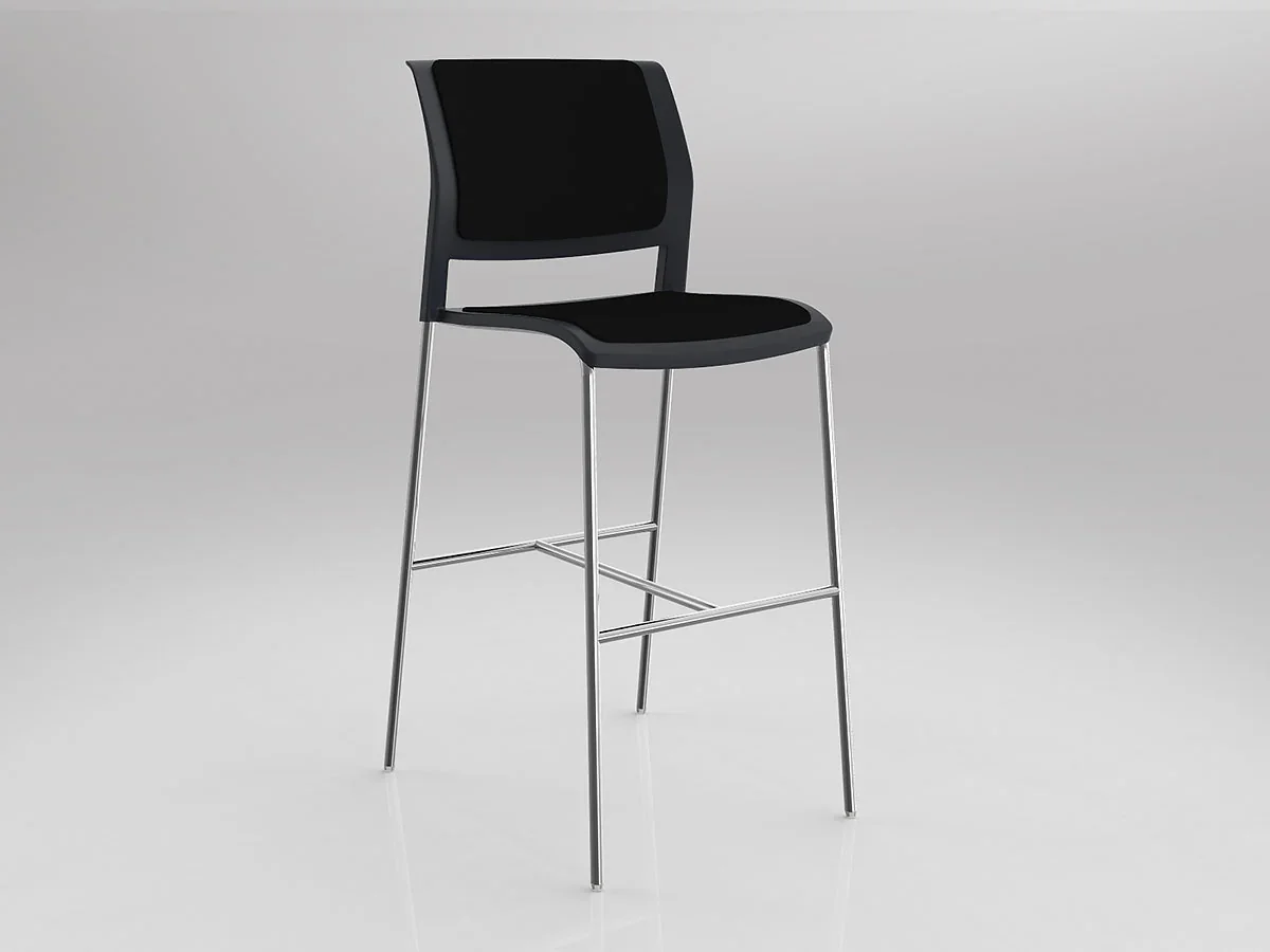 OL Game Fabric Upholstered Chrome Leg Barstool
