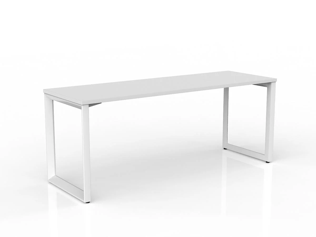 OL Anvil Straight Desk – Oak Top with White Frame