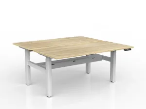OL Agile 2 Column Electric Height Adjustable Shared Desk Oak Top White Frame thumbnail 13