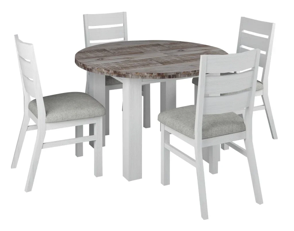 VI Homestead Solid Timber 5 Pieces Round Dining Setting