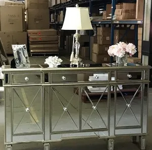 DA Modern Mirrored 4 Door 3 Drawer Sideboard thumbnail 1