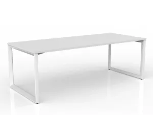 OL Anvil Straight Desk – White Top with White Frame thumbnail 1