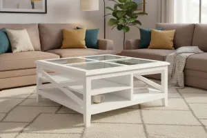 VI Hamilton Solid Timber Square Glass Top Coffee Table thumbnail 2