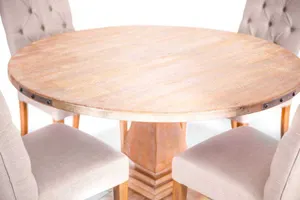 VI Utah Solid Timber Round Dining Table with Fabric Chair Set thumbnail 5