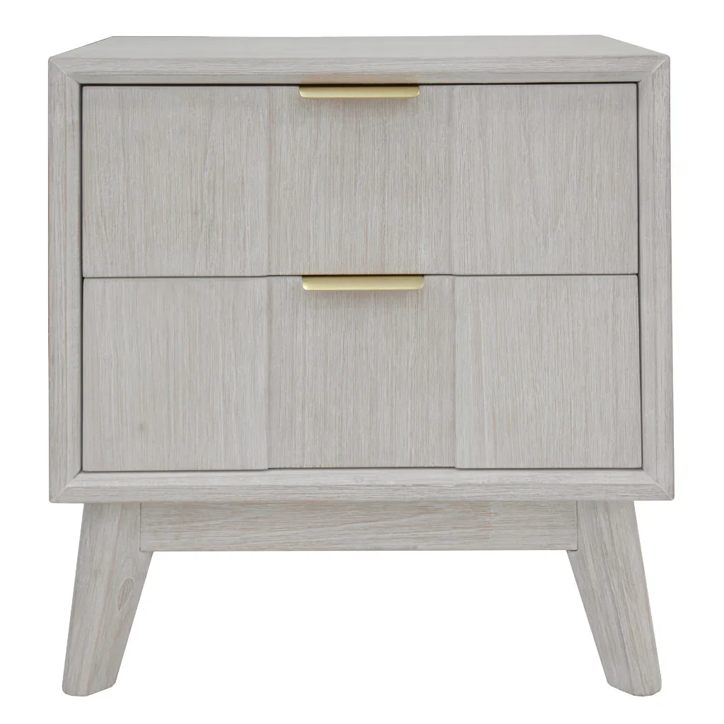 VI Alena Solid Timber 2 Drawer Bedside Table