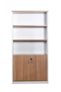 GP Office 2 Door Cabinet with 3 Open Shelves - Virginia Walnut thumbnail 2