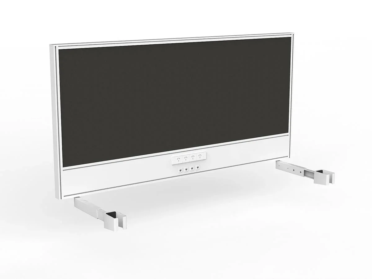 OL Studio Screen with Ducting for Agile Individual Desk – Splice Fabric with White Frame