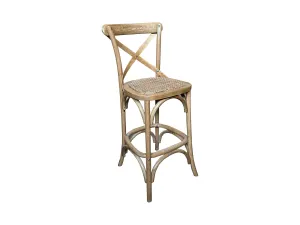 MF Cross-Back Oak Framed Rattan Seat Bar Stool thumbnail 6