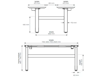 OL Agile 2 Column Electric Height Adjustable Shared Desk White Top Black Frame thumbnail 3