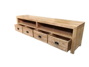 MF Solid Oak Timber 4 Drawer Entertainment Unit thumbnail 2