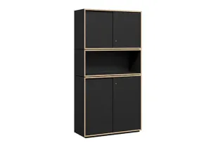DD Grid Line Sliding Door Multi Shelf Tall Storage Cabinet thumbnail 1