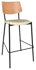 EZ Texas Black Metal Leg Barstool with Natural Veneer Back thumbnail 6