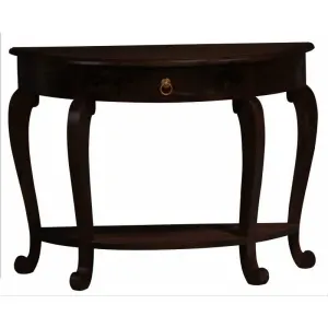 CT Cabriol Leg Solid Timber 1 Drawer Half Round Sofa Table thumbnail 3