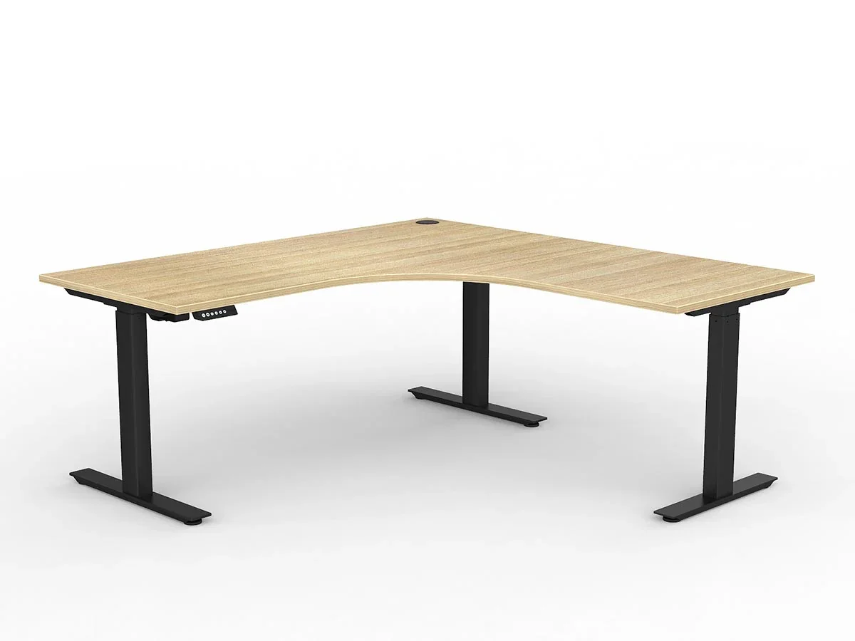 OL Agile Electric Height Adjustable 2 Column 90° Corner Workstation