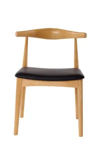 VI Leif Elbow PU Leather Seat Timber Leg Dining Chair thumbnail 1