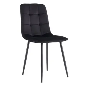 BT Fiore Velvet Upholstered Black Metal Leg Dining Chair thumbnail 2