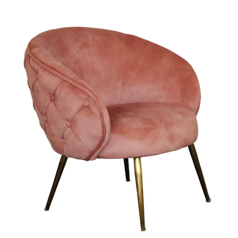 BT York Accent Chair - Diamond Tufted, Blush, Gold & Floral Deluxe Velvet