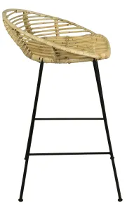 CT RTA Rounded Rattan Back Metal Leg Barstool thumbnail 4