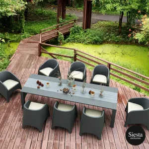 FL Vegas Outdoor Extendable Dining Setting with 8 Aruba Armchair thumbnail 1