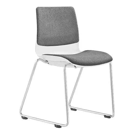 ST Pod Sled Base White Shell Upholstered Stackable Hospitality Chair