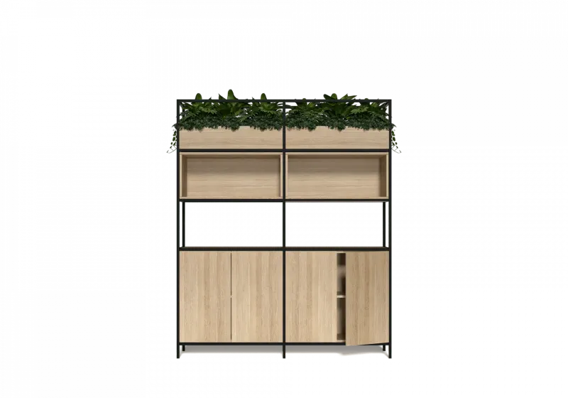 OL Rhodes 4 Door 2 Open Shelf Welded Storage with 6 Planter Box