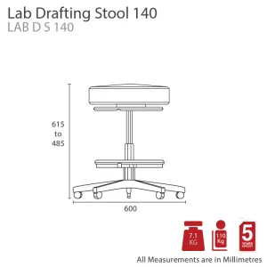 MA Lab PU Upholstered Drafting Stool thumbnail 4