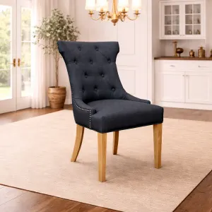 MF Carlos Fabric Upholstered Timber Leg Dining Chair thumbnail 2