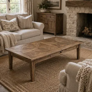 MF Parquetry Recycled Elm Timber 1 Drawer Coffee Table thumbnail 4