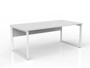 OL Anvil Straight Desk with Modesty – White Top with White Frame thumbnail 8