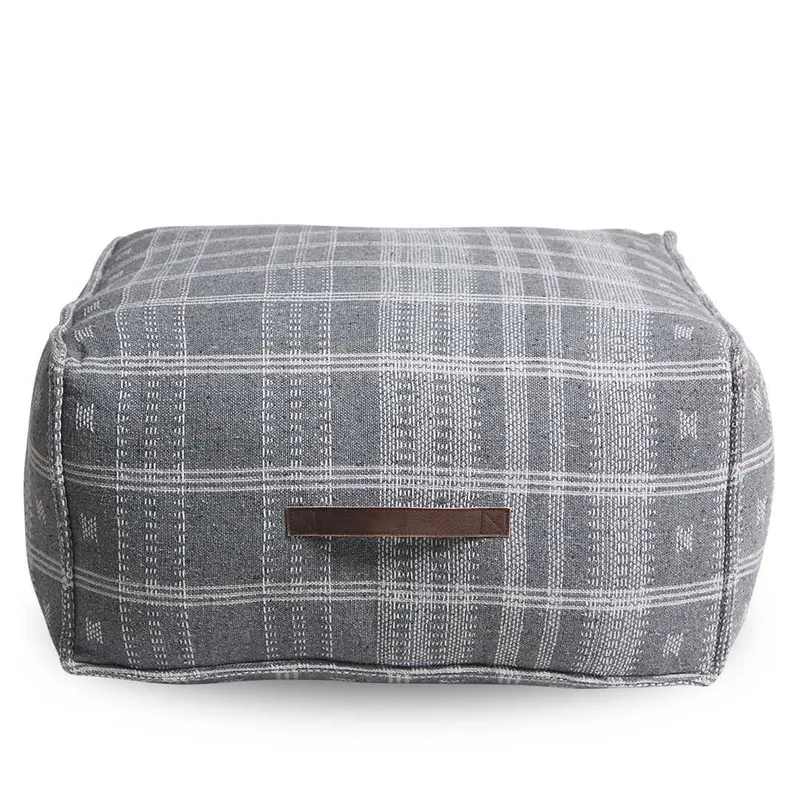 SH Houston Fabric Square Ottoman - Charcoal