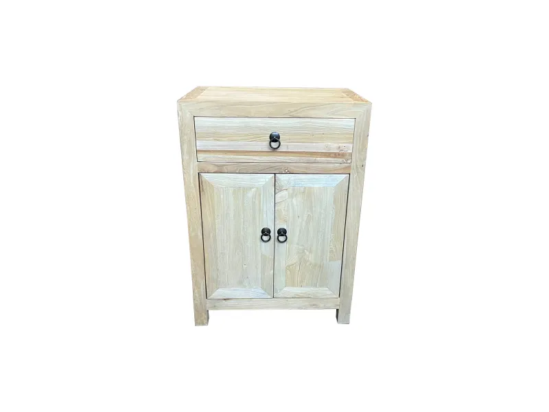 MF Solid Timber 1 Drawer 2 Doors Bedside Cabinet