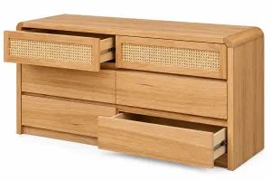 MD Metz Solid Timber Rattan 6 Drawer Low Chest thumbnail 2